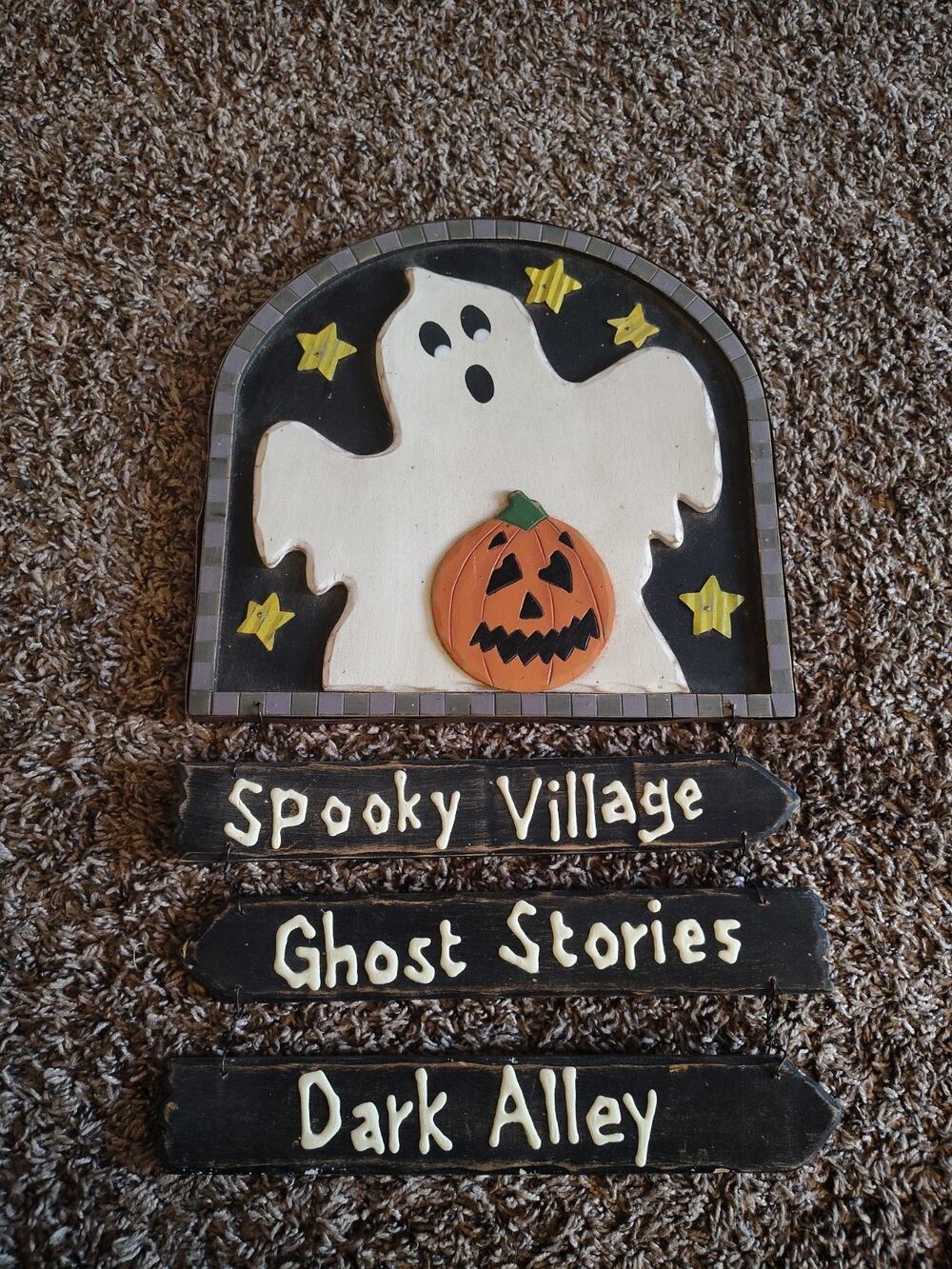 12x20 Spooky Village Haunted House Entry Halloween Sign Ghost Stories Wood Metal